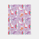 Cute Unicorn Rainbow Paars Fleece Deken (Voorkant)