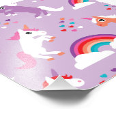 Cute Unicorn Rainbow Paars Foto Afdruk (Hoek)