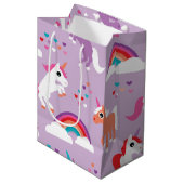Cute Unicorn Rainbow Paars Medium Cadeauzakje (Voorkant Gekanteld)