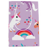 Cute Unicorn Rainbow Paars Medium Cadeauzakje (Voorkant)