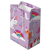 Cute Unicorn Rainbow Paars Medium Cadeauzakje (Achterkant Gekanteld)