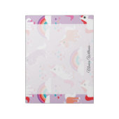 Cute Unicorn Rainbow Paars Notitieblok (Linkerzijde)