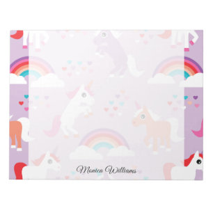 Cute Unicorn Rainbow Paars Notitieblok