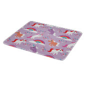 Cute Unicorn Rainbow Paars Snijplank (Hoek)