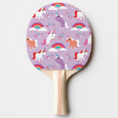 Cute Unicorn Rainbow Paars Tafeltennisbatje (Achterkant)