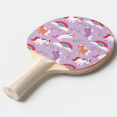 Cute Unicorn Rainbow Paars Tafeltennisbatje (Voorkant Gekanteld)