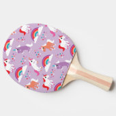 Cute Unicorn Rainbow Paars Tafeltennisbatje (Zijkant)