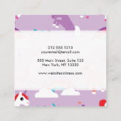 Cute Unicorn Rainbow Paars Vierkante Visitekaartje (Achterkant)