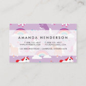 Cute Unicorn Rainbow Paars Visitekaartje (Achterkant)