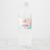 Cute Unicorn Rainbow Pastel Birthday Waterfles Etiket (Voorkant)