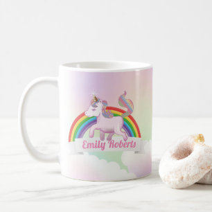 Cute Unicorn & Rainbow Pastel Holographic Koffiemok