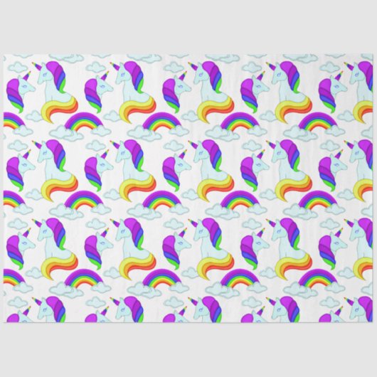 Cute Unicorn Rainbow Pattern Kinder Room ontleding Tissuepapier (Voorkant)