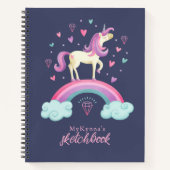 Cute Unicorn Rainbow Sketchbook Notitieboek (Voorkant)