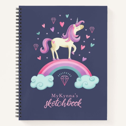 Cute Unicorn Rainbow Sketchbook Notitieboek (Voorkant)