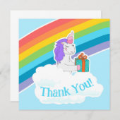 Cute Unicorn Rainbow Square Thank You Card Bedankkaart (Voorkant / Achterkant)