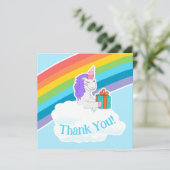 Cute Unicorn Rainbow Square Thank You Card Bedankkaart (Staand voorkant)