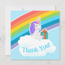 Cute Unicorn Rainbow Square Thank You Card Bedankkaart