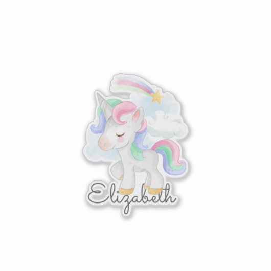 Cute Unicorn Rainbow Star Sticker (Voorkant)