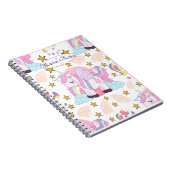 Cute Unicorn Rainbow Stars Aangepaste naam Notitieboek (Rechterzijde)