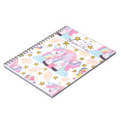 Cute Unicorn Rainbow Stars Aangepaste naam Notitieboek (Linkerzijde)