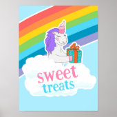 Cute Unicorn Rainbow Sweet Treats Birthday Poster (Voorkant)