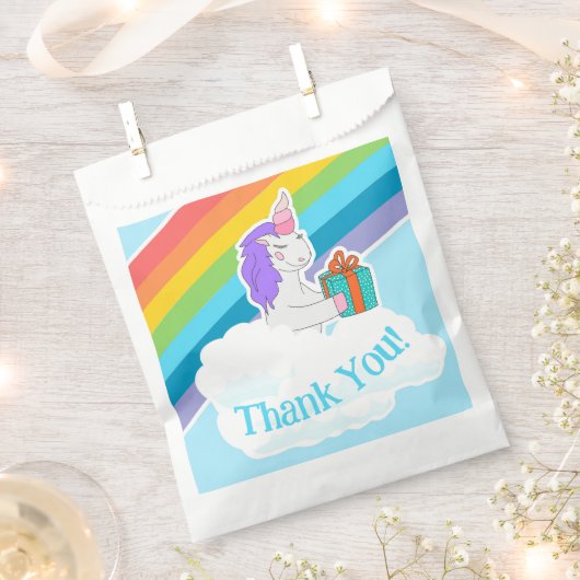 Cute Unicorn Rainbow Thank You  Bedankzakje (Geknipt)