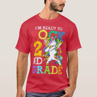 Cute Unicorn Ready to Rock 2e graad School Suppli T-shirt