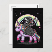 Cute Unicorn Reaper Rainbow Pastel Gothic Kawaii Briefkaart (Voorkant / Achterkant)