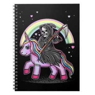 Cute Unicorn Reaper Rainbow Pastel Gothic Kawaii Notitieboek