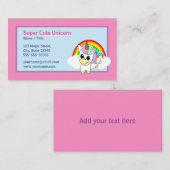 Cute Unicorn. Regenboog en roze achtergrond Visitekaartje (Voorkant / Achterkant)