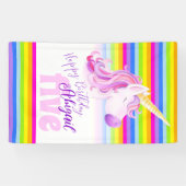 Cute unicorn regenboog vijfde verjaardagsbanner spandoek (Horizontaal)