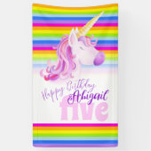 Cute unicorn regenboog vijfde verjaardagsbanner spandoek (Verticaal)