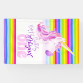 Cute unicorn regenboogbanner 1e verjaardag spandoek (Horizontaal)