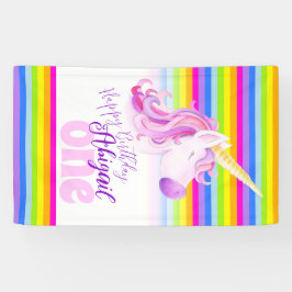 Cute unicorn regenboogbanner 1e verjaardag spandoek