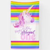 Cute unicorn regenboogbanner 1e verjaardag spandoek (Verticaal)