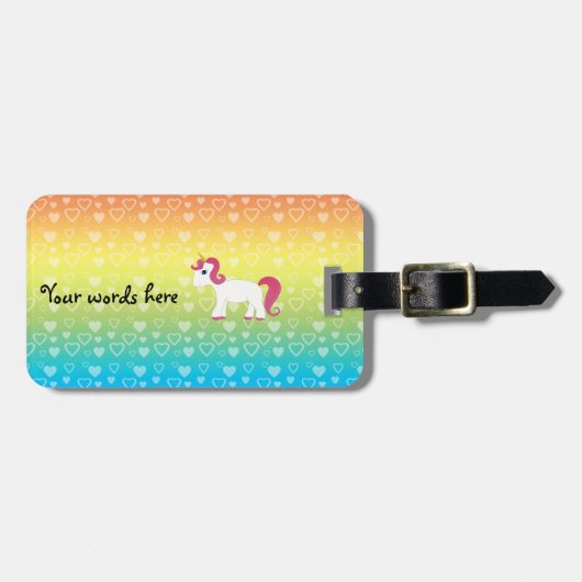 Cute unicorn regenboogharten bagagelabel (Voorkant horizontaal)