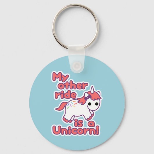 Cute Unicorn Ride Sleutelhanger (Voorkant)
