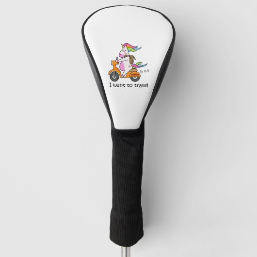 Cute Unicorn Rider Ik wil grappig reizen Golfheadcover (Voorkant)