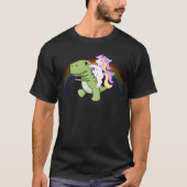 Cute Unicorn Riding Baby T Rex Rainbow T-shirt (Voorkant)
