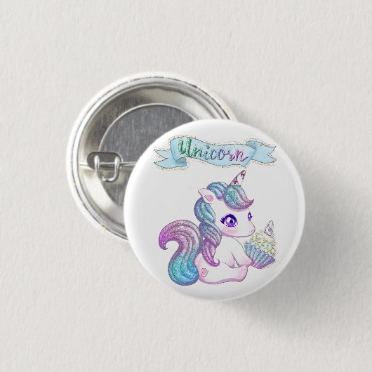 Cute unicorn ronde button 3,2 cm (Voorkant /achterkant)