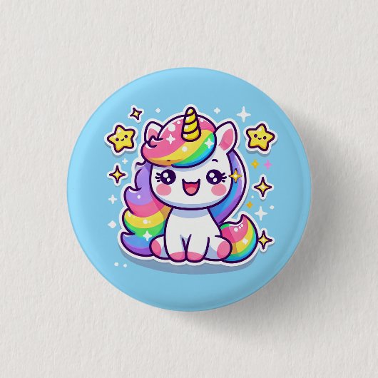 Cute Unicorn Ronde Button 3,2 Cm (Voorkant)