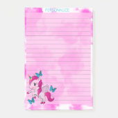 Cute Unicorn Roze Clouds Lined Pink Post it Notes (Voorkant)