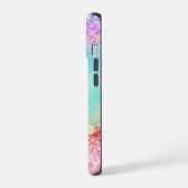 Cute unicorn roze Glitter rainbow aqua monogram iPhone 15 Case (Linkerkant)