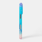 Cute unicorn roze Glitter rainbow aqua monogram iPhone Hoesje (Rechterkant)