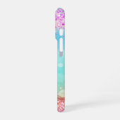 Cute unicorn roze Glitter rainbow aqua monogram iPhone Hoesje (Linkerkant)