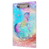 Cute unicorn roze Glitter rainbow aqua monogram Klembord (Links)