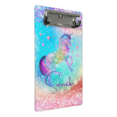 Cute unicorn roze Glitter rainbow aqua monogram Mini Klembord (Schuin)