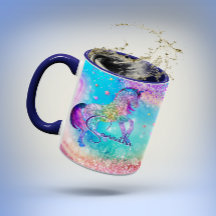 Cute unicorn roze Glitter rainbow aqua monogram