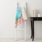 Cute unicorn roze Glitter rainbow aqua monogram Sherpa Deken (In situ)