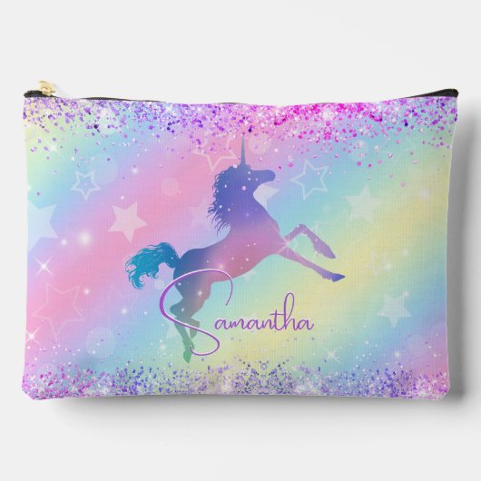 Cute unicorn roze Glitter rainbow monogram Etui (Voorkant)